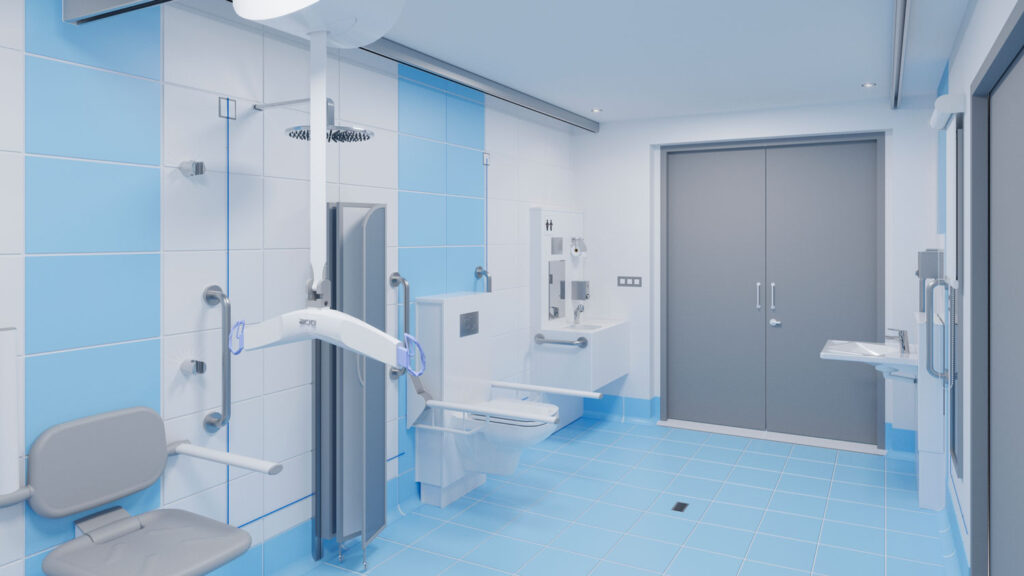 vista lateral del diseño para un cambiador inclusivo en Barakaldo